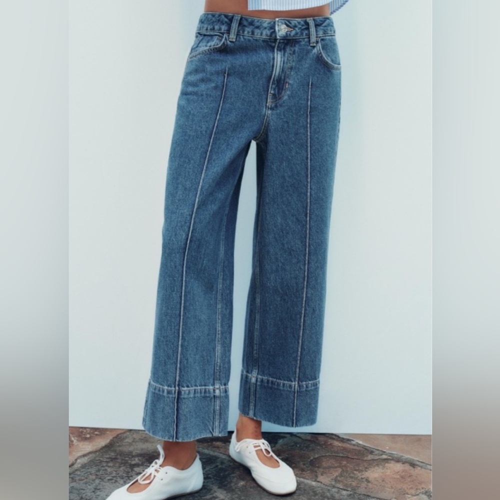 Zara Top and Denim Wide-Leg Jeans Size 4 / S